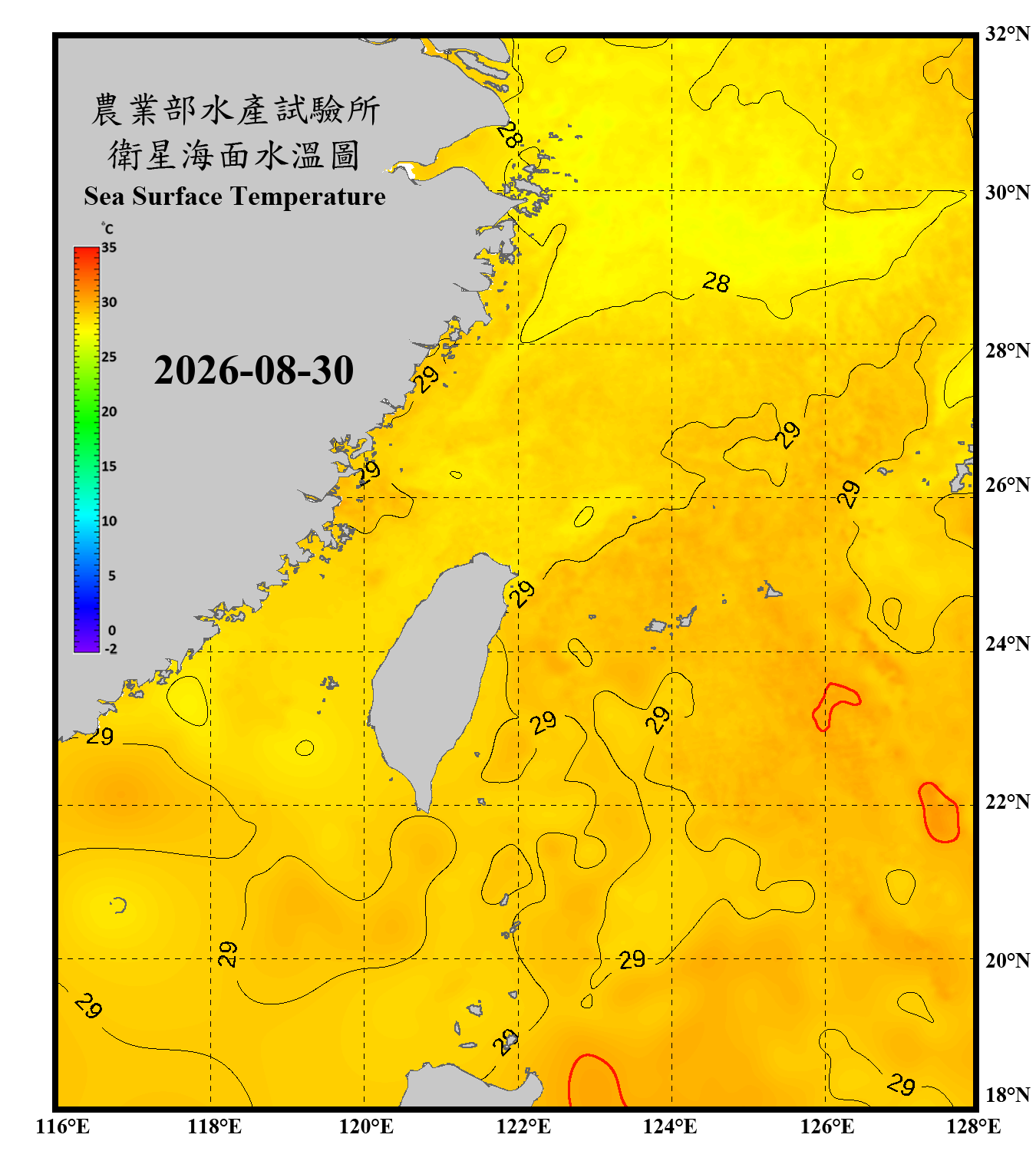 domain-taiwan_20260830090000-JPL-L4_GHRSST-SSTfnd-MUR-GLOB-v02.0-fv04.1.nc_contour