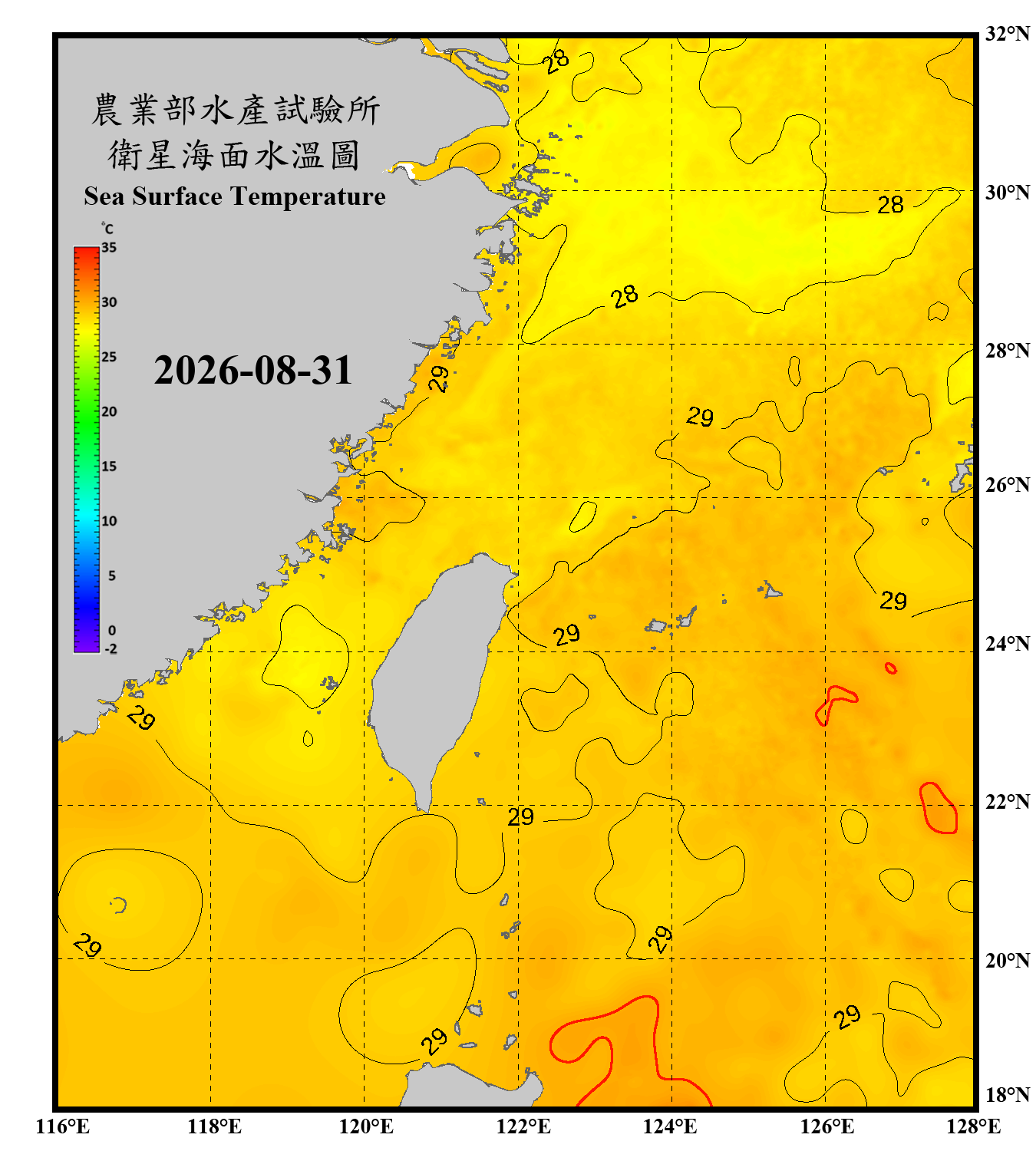 domain-taiwan_20260831090000-JPL-L4_GHRSST-SSTfnd-MUR-GLOB-v02.0-fv04.1.nc_contour