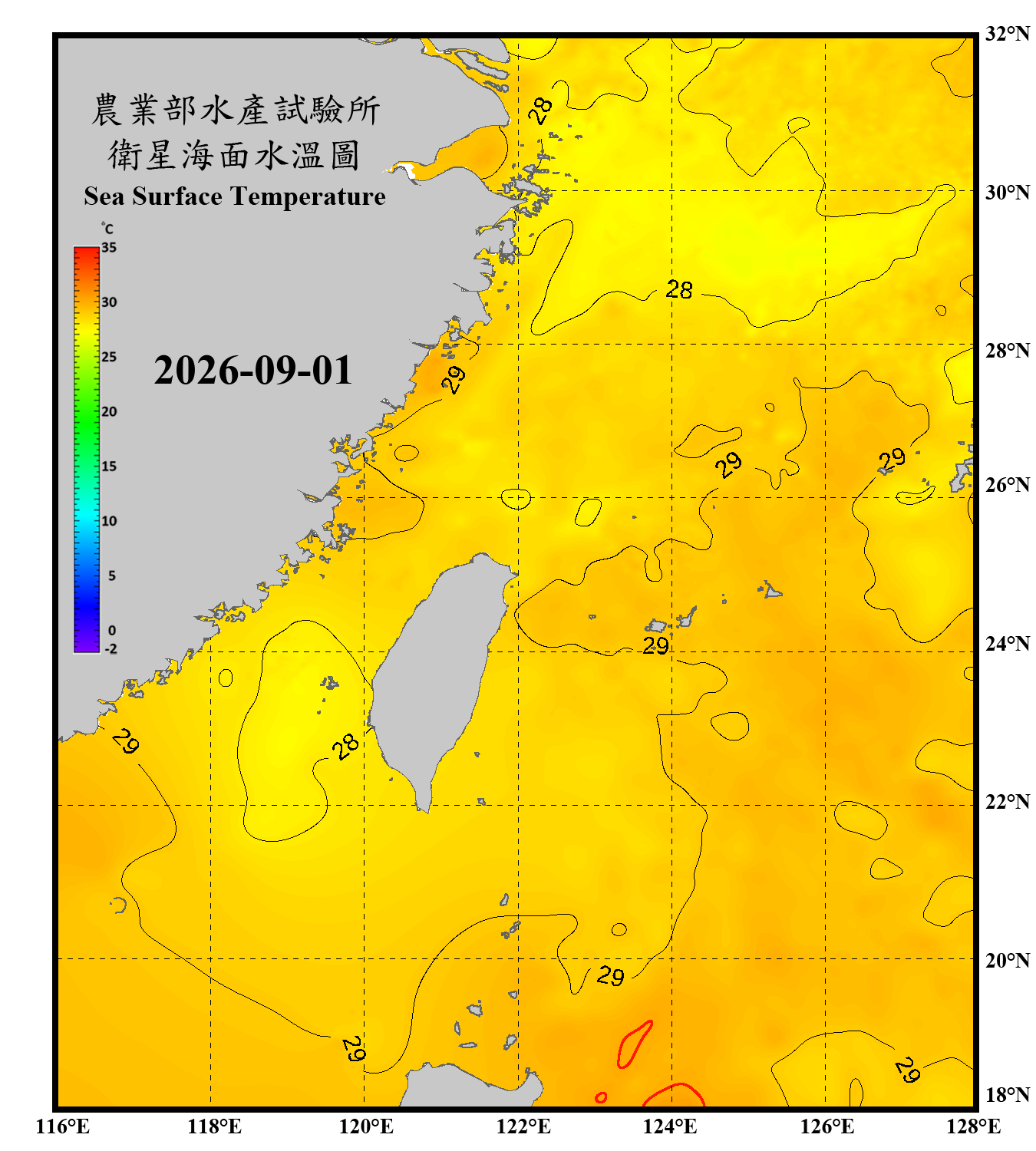 domain-taiwan_20260901090000-JPL-L4_GHRSST-SSTfnd-MUR-GLOB-v02.0-fv04.1.nc_contour