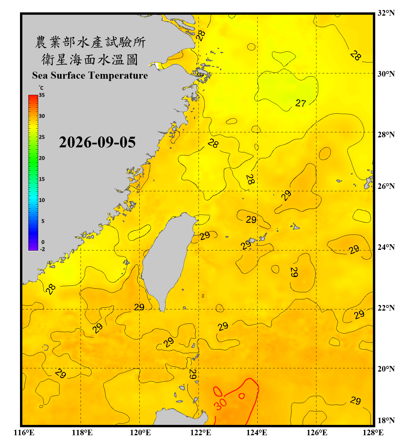 domain-taiwan_20260905090000-JPL-L4_GHRSST-SSTfnd-MUR-GLOB-v02.0-fv04.1.nc_contour