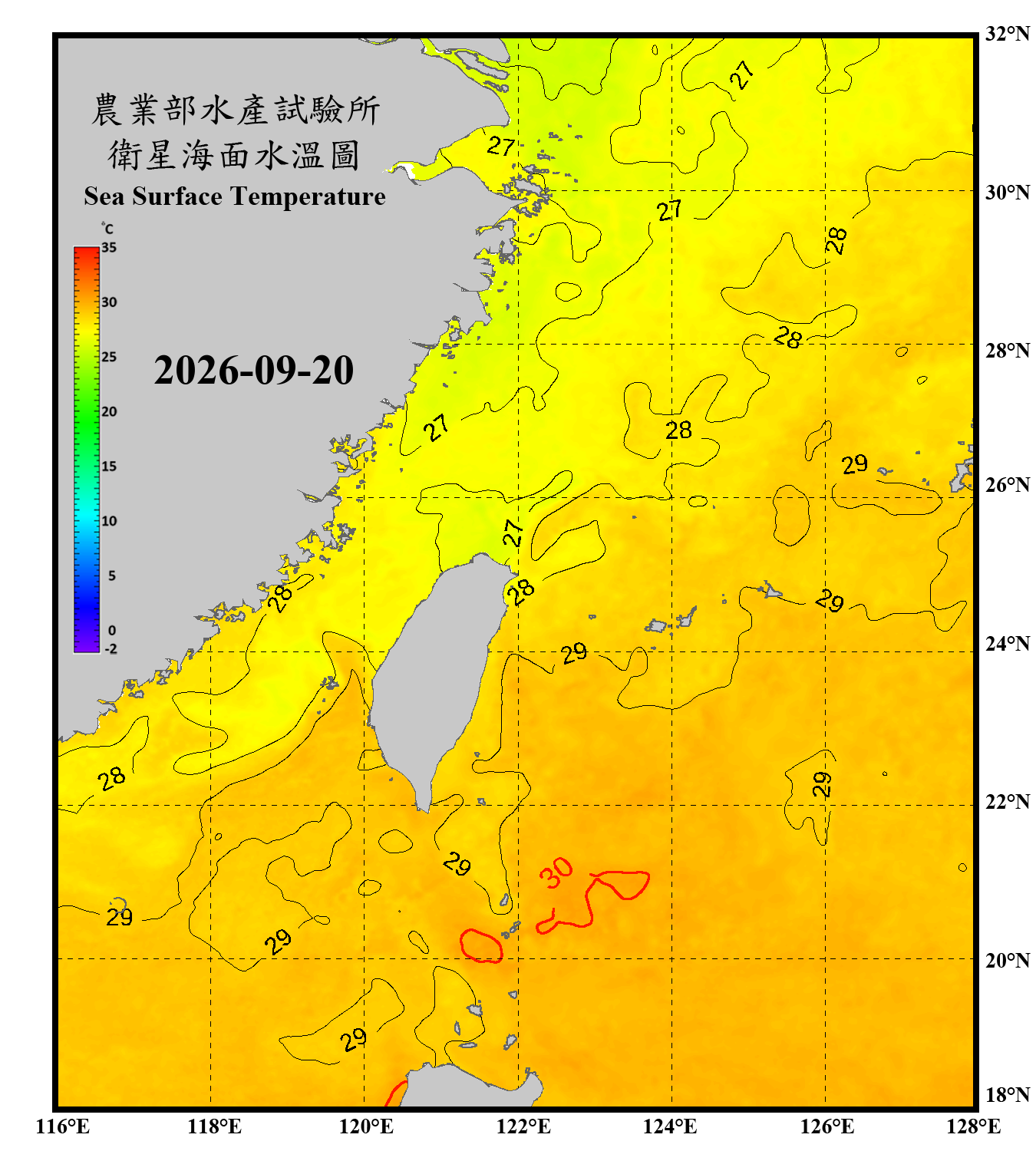 domain-taiwan_20260920090000-JPL-L4_GHRSST-SSTfnd-MUR-GLOB-v02.0-fv04.1.nc_contour