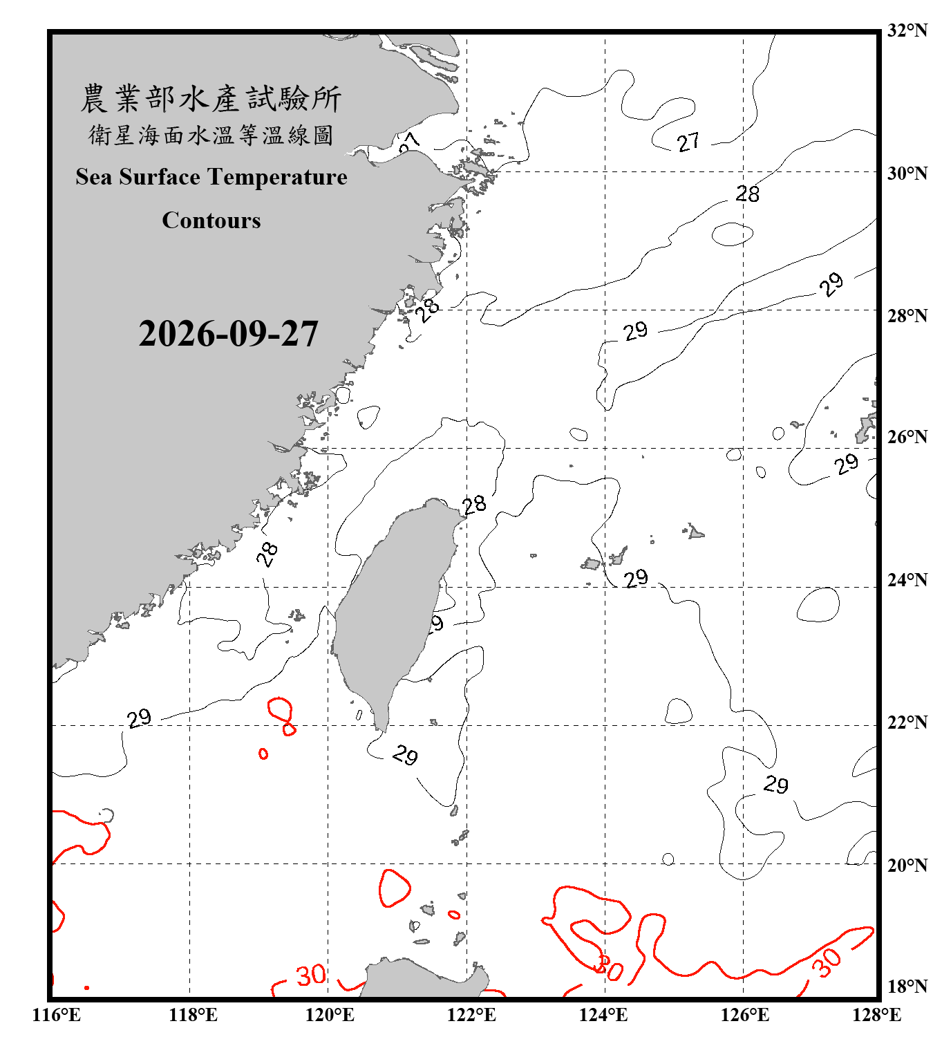 domain-taiwan_20260927090000-JPL-L4_GHRSST-SSTfnd-MUR-GLOB-v02.0-fv04.1.nc_contour_only
