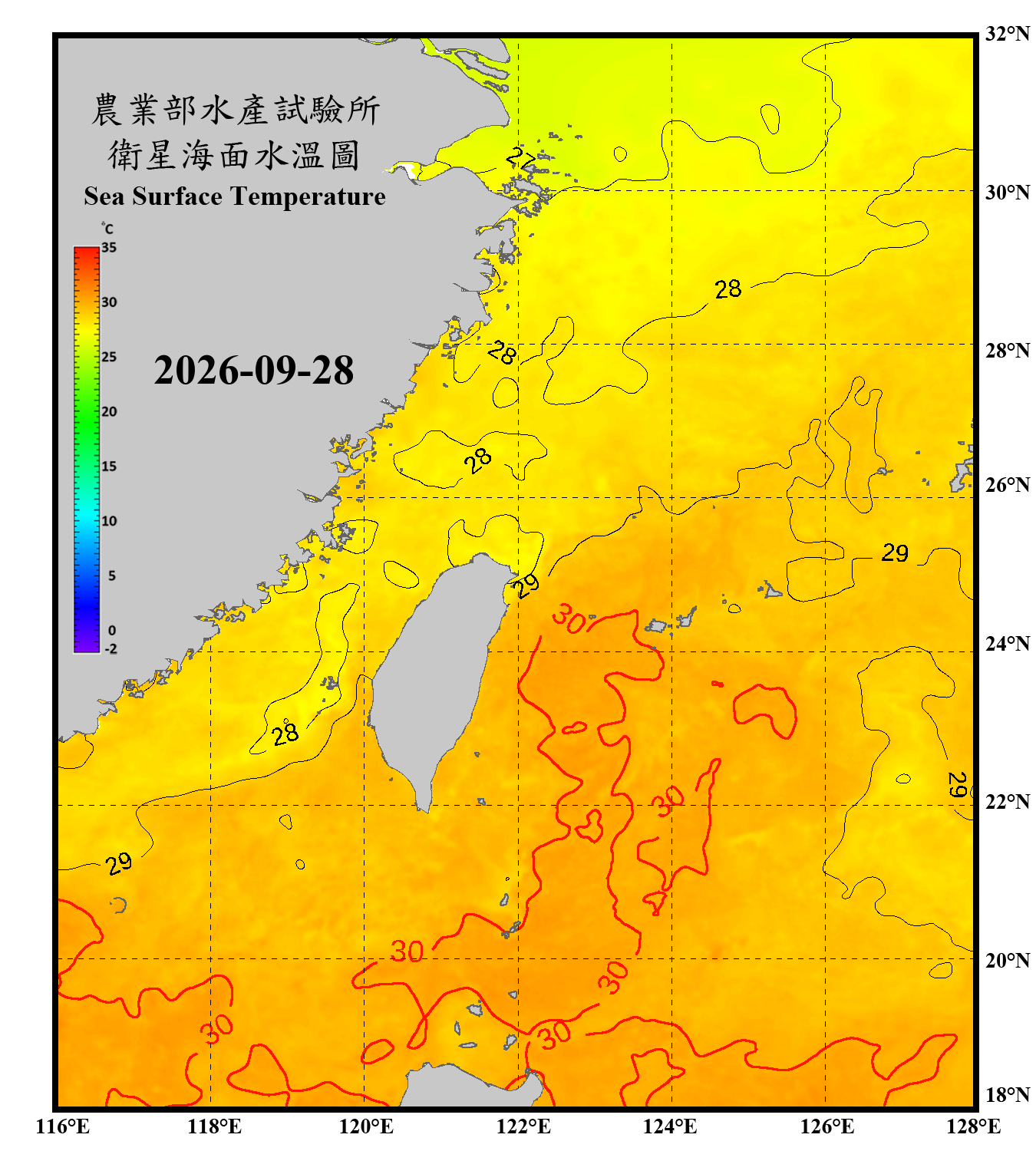 domain-taiwan_20260928090000-JPL-L4_GHRSST-SSTfnd-MUR-GLOB-v02.0-fv04.1.nc_contour