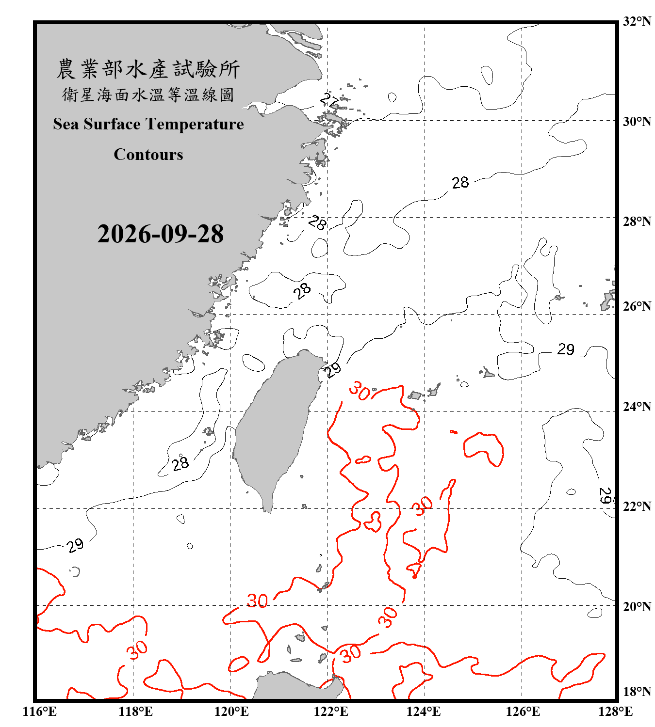 domain-taiwan_20260928090000-JPL-L4_GHRSST-SSTfnd-MUR-GLOB-v02.0-fv04.1.nc_contour_only