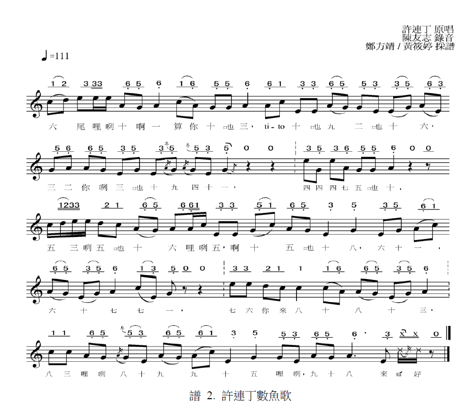 圖3、算魚栽歌譜