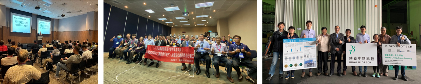 研究團隊積極投入各項推廣活動並主動出擊,與相關生技業者及飼料廠洽談合作事宜,加速推動益健飼料的落地應用〈圖片來源:東港養殖研究中心 周瑞良(左1)、淡水養殖研究中心 劉姵妏(左2、左3)